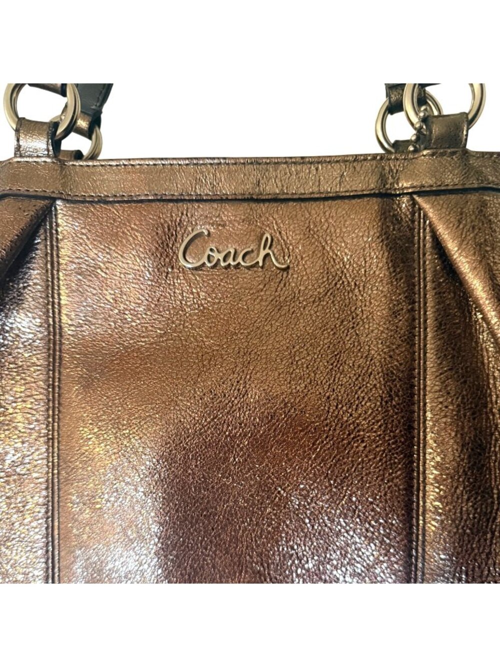 Coach Bronze Metallic Leather 2011 East West Tote Satchel F17721 - Picture 2 of 11